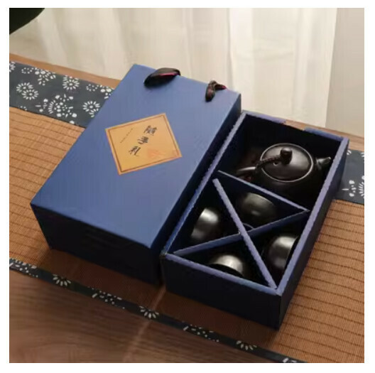 爆款定窯西施壺功夫茶具【西施壺黑一壺四杯藍禮盒】