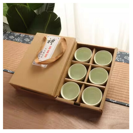 爆款定窯西施壺功夫茶具【定窯青杯子6個送禮盒】