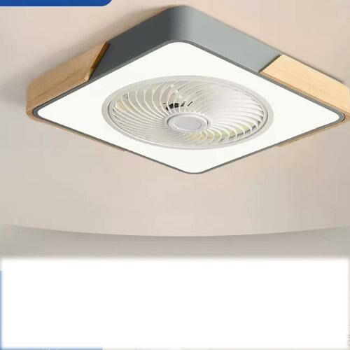 爆款現代吸頂電風扇吊燈（灰色方-52CM-無極調光-遙控）