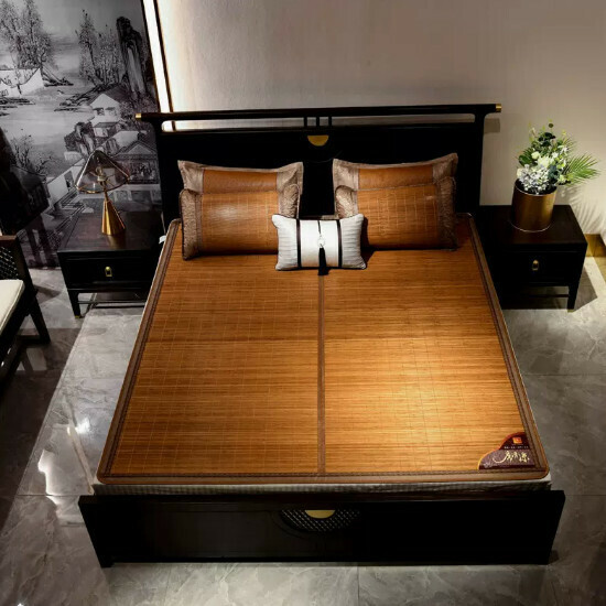 爆款夏季竹席【精品碳化【雙面印花】【不含枕頭】尺寸【120x200cm】