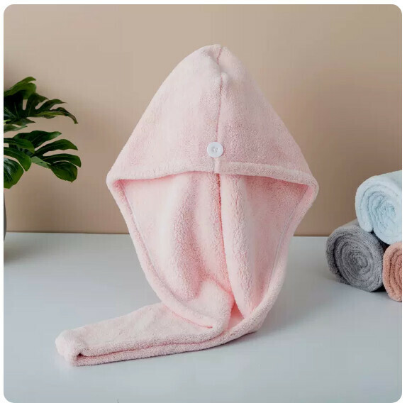 New Super Absorbent Dry Hair Shower Cap (Sakura Pink)