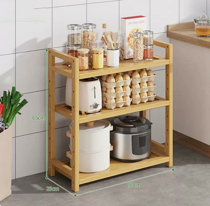 New multi-layer kitchen shelf (3 layers, 50 meters long, wood color)