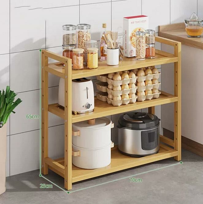 New multi-layer kitchen shelf (3 layers, 70 meters long, wood color)