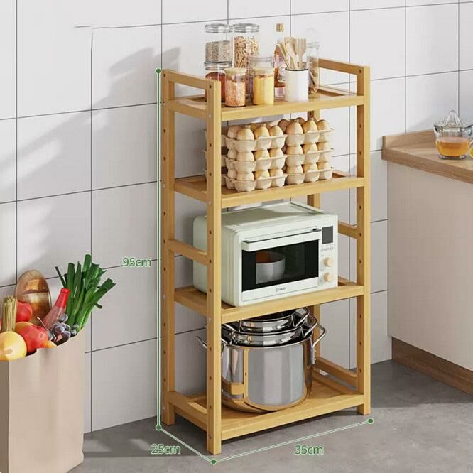 New multi-layer kitchen shelf (4 layers, 35 inches long, wood color)