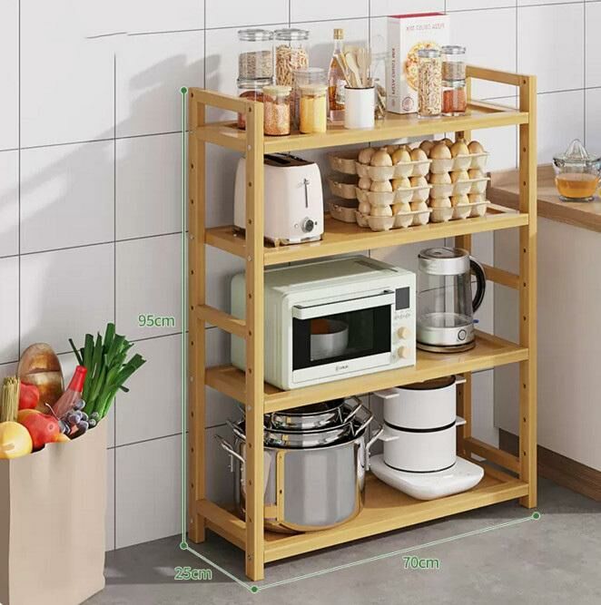 New multi-layer kitchen shelf (4 layers, 70 meters long, wood color)