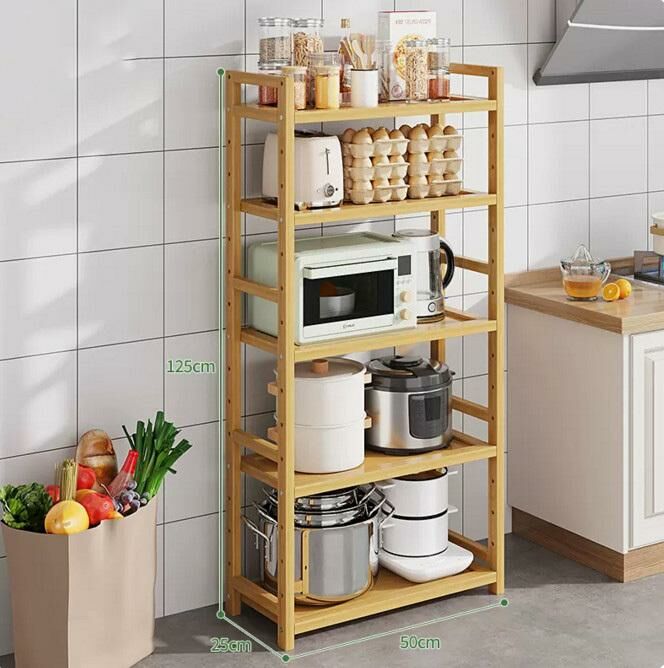 New multi-layer kitchen shelf (5 layers, 50 meters long, wood color)