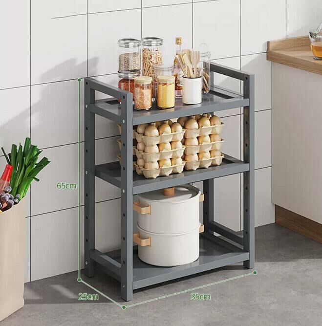 New multi-layer kitchen storage rack (three layers, 35 inches long, gray)