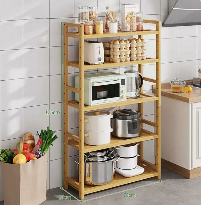 New multi-layer kitchen shelf (5 layers, 70 meters long, wood color)