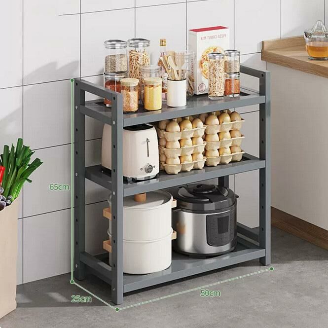 New multi-layer kitchen shelf (three layers, 50 meters long, gray)
