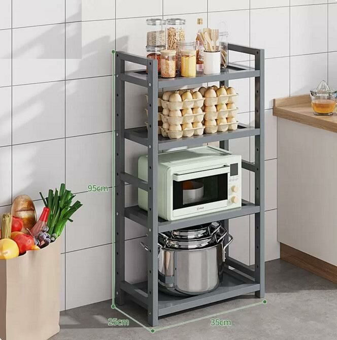New multi-layer kitchen storage rack (four layers, 35 inches long, gray)