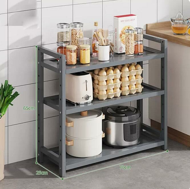 New multi-layer kitchen storage rack (three layers, 70 meters long, gray)