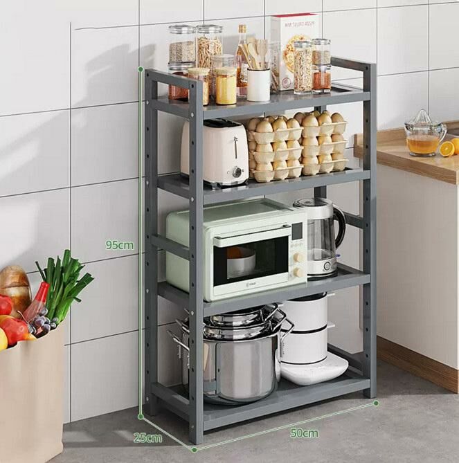 New multi-layer kitchen storage rack (four layers, 50 meters long, gray)