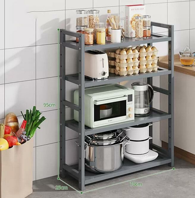 New multi-layer kitchen storage rack (four layers, 70 meters long, gray)