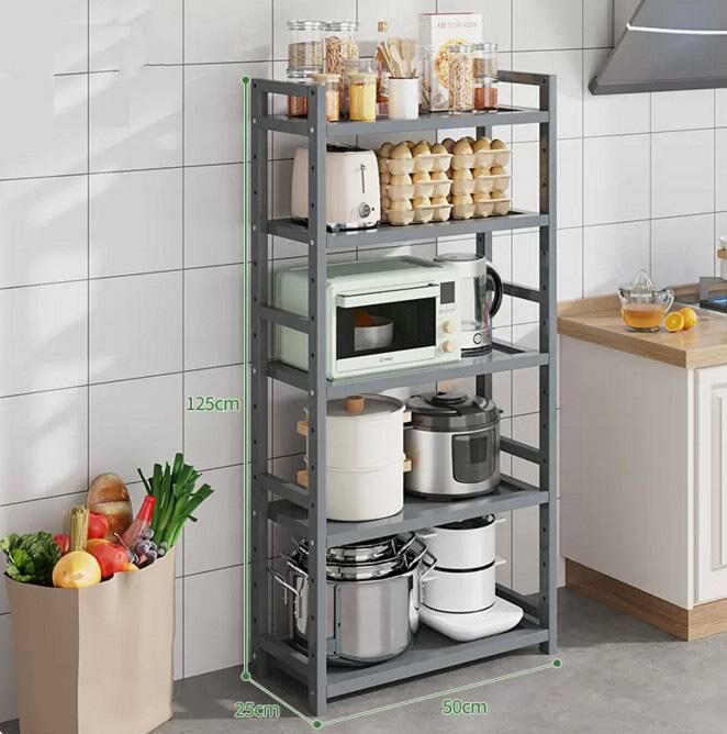 New multi-layer kitchen storage rack (five layers, 50 meters long, gray)