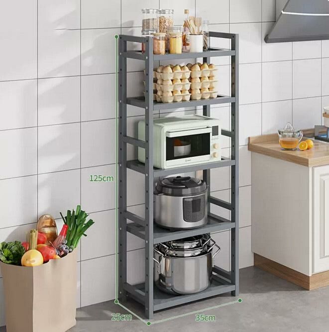 New multi-layer kitchen storage rack (five layers, 35 inches long, gray)