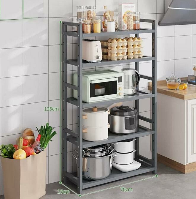 New multi-layer kitchen storage rack (five layers, 70 meters long, gray)