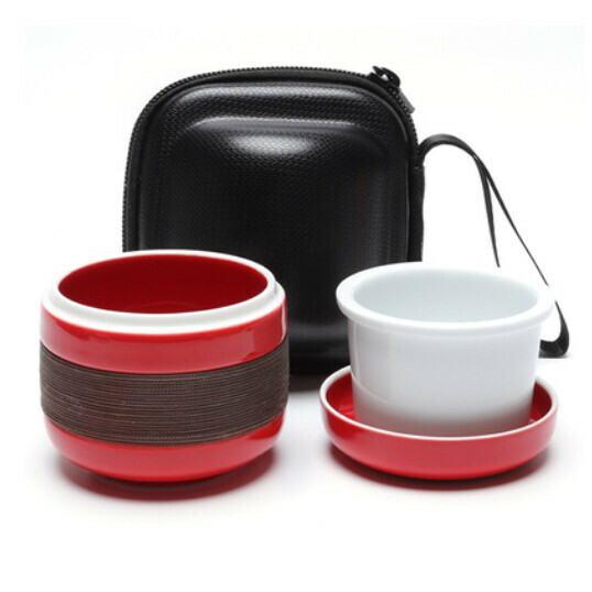 新款便攜式小巧防燙功夫茶具【A2-易享杯【紅色+皮包】