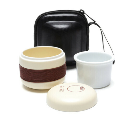 新款便攜式小巧防燙功夫茶具【A4-易享杯【米黃+皮包】