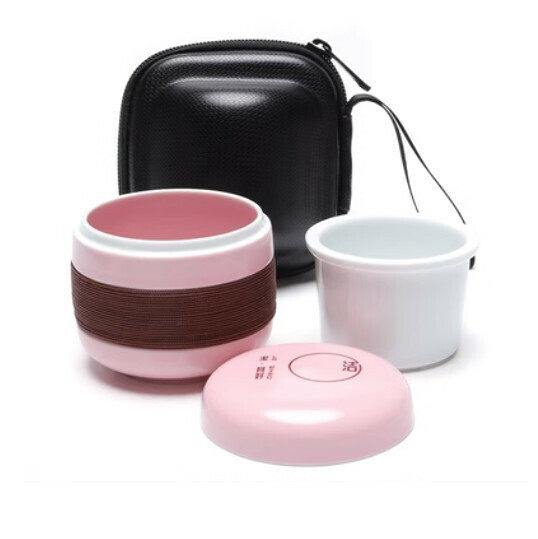新款便攜式小巧防燙功夫茶具【A8-易享杯【粉色+皮包】