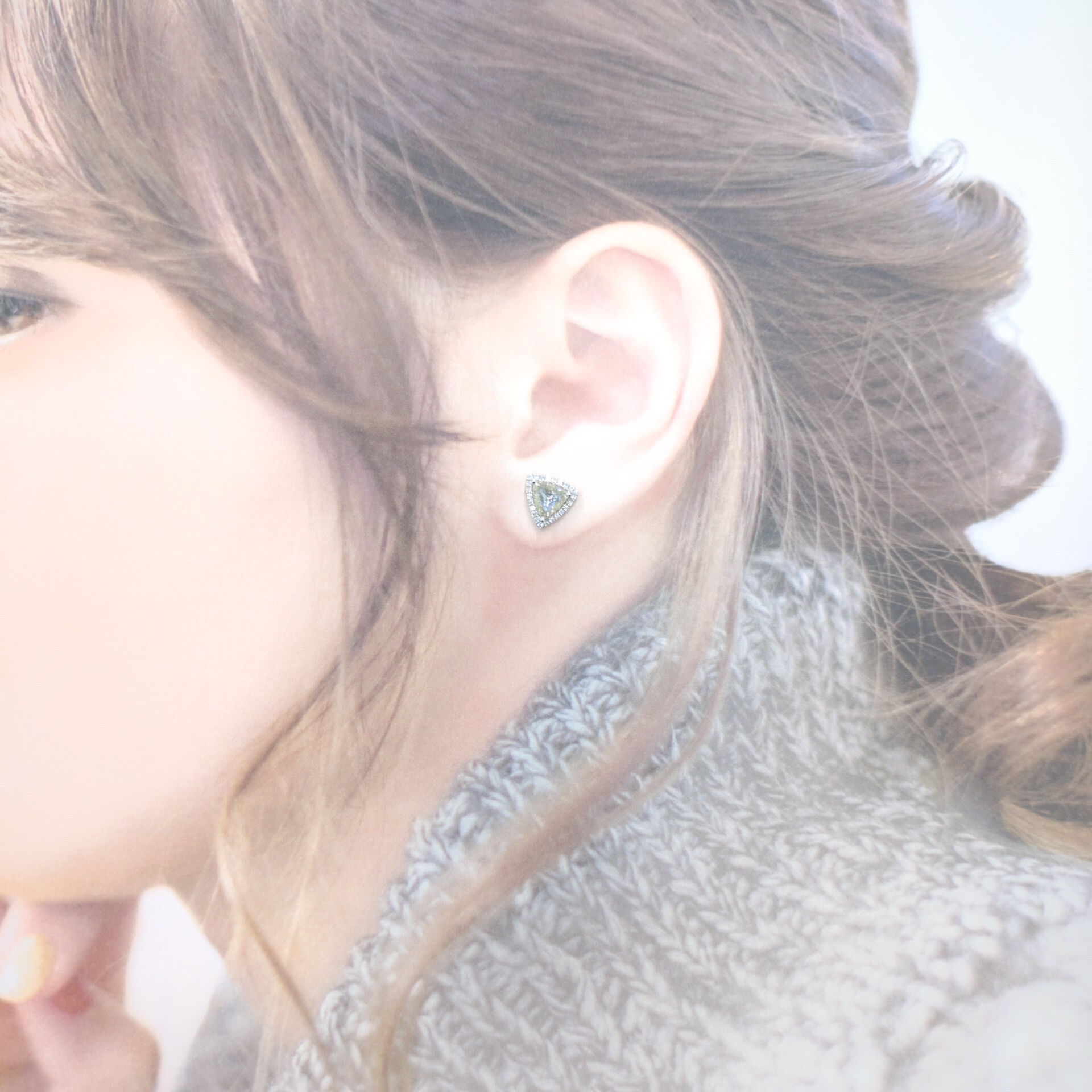 18K White Gold 1.71ct Triangle Cut Diamond Earrings