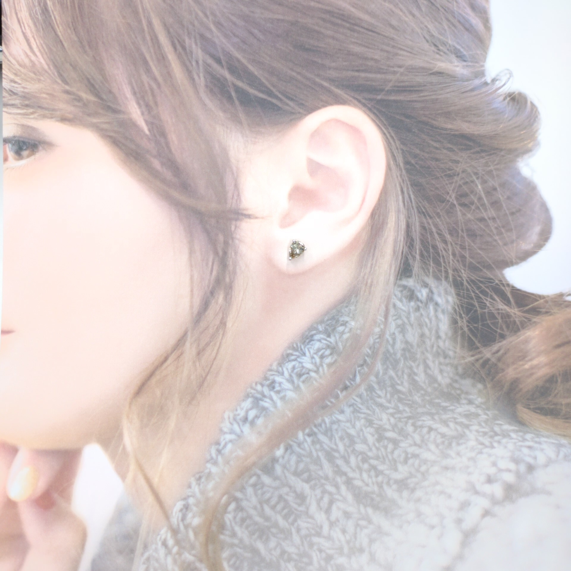 全新18K白金【主石1卡53份梨形咖啡彩鑽】耳環