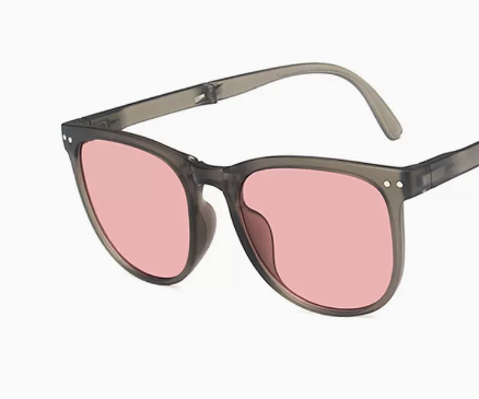 Hot Recommended Foldable Anti-UV Sunglasses for Women (Specification: Pink Light Brown)
