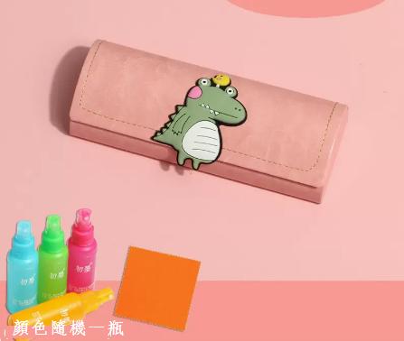 Hot recommended storage cute box for myopia glasses case (specifications: leather powder-chicken dinosaur + free lens cloth and care agent)