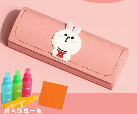 Hot recommended storage cute box for myopia glasses case (specifications: leather powder-little white rabbit + free lens cloth and care agent)