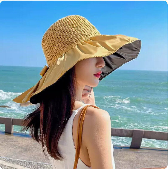 Hot recommended outdoor bow sun hat (yellow)