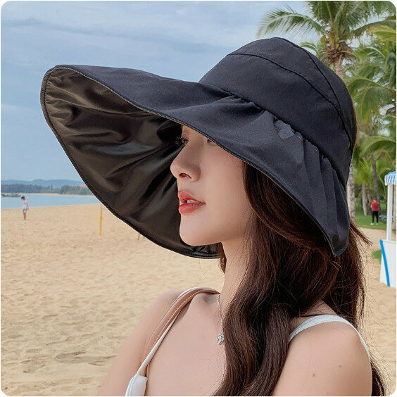Hot summer empty top vinyl sun hat (black)