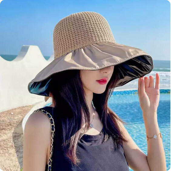 Popular outdoor bow sun hat (khaki)