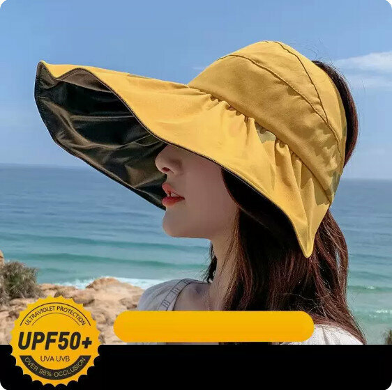 Hot summer empty top vinyl sun hat (yellow)