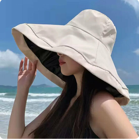 Hot recommended summer sun protection large brim hat (off-white)