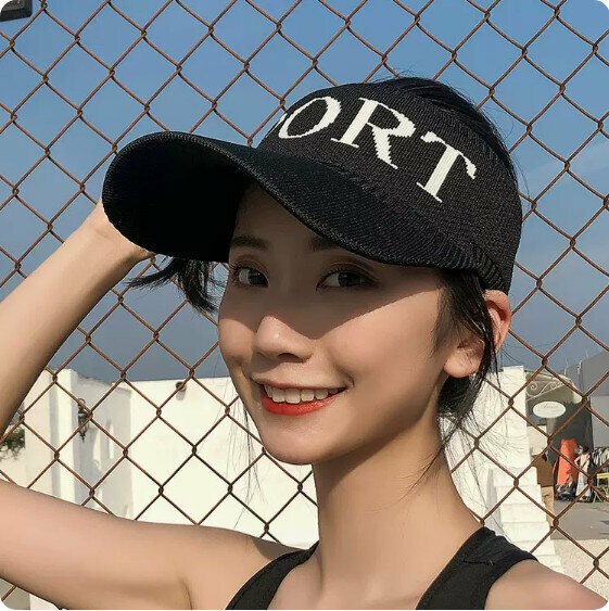 Hot summer outdoor hollow top sun hat (sport-black)
