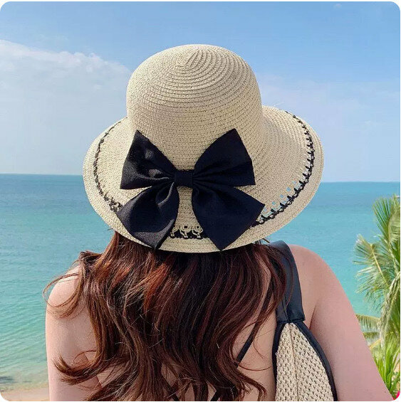 Hot summer straw dome sun hat (khaki) [one size fits all]