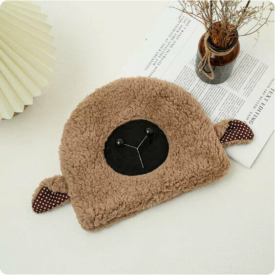 Hotly recommended winter plush thickened lamb warm pullover hat (brown) [One size fits all: 54-58cm]