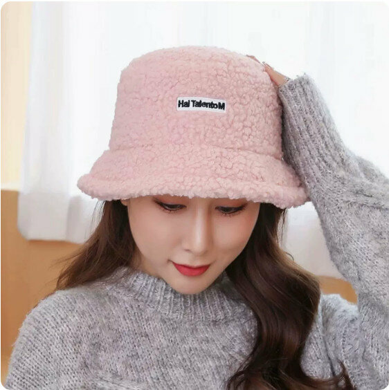 Hotly recommended winter warm lamb plush basin hat (pink) [One size fits all: 55-58cm]