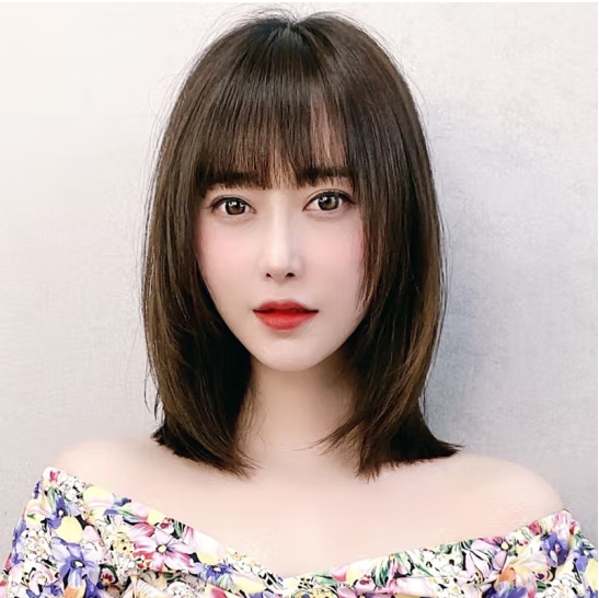 Hot Recommendation: 1 Decorative Age-Reducing Bangs and Collarbone Hair (Natural Black/Mocha Brown/Cool Brown) (Specifications: Length About 35CM) (Please contact customer service to confirm the delivery color after placing the order)