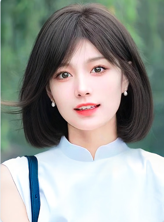 Hot recommendation: 1 piece of First Love Bob Wig (natural color/mocha brown) (Specification: length about 32CM) (please contact customer service to confirm the delivery color after placing the order)