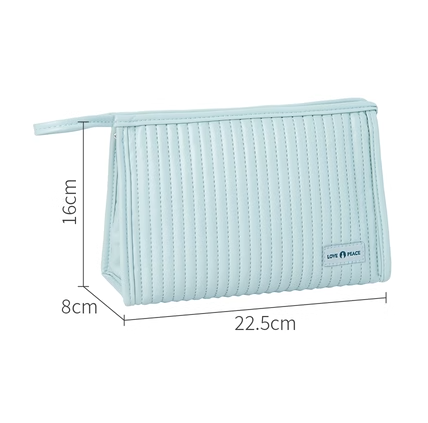Hot recommended PU waterproof toiletry bag storage bag (light blue)
