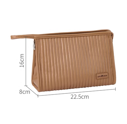 Hot recommended PU waterproof toiletry bag storage bag (brown)