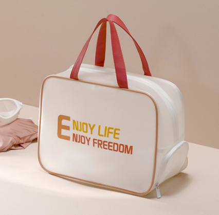 Hot recommended beach bag, cosmetic bag, toiletry bag (large size [wet and dry sharing] (with shoe compartment) honey orange)