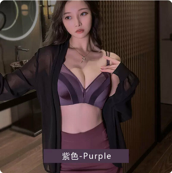 熱賣緞光面薄款胸圍內衣（紫色）【尺碼：70 ABC通杯】