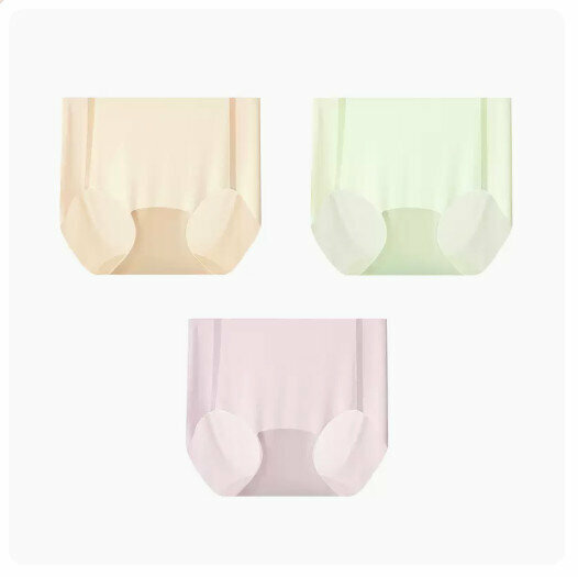 Hot sale [3 pieces] Quick-drying ice silk antibacterial mid-waist briefs [cream millet + light green + lavender purple] (one size fits all: 90-135 pounds)