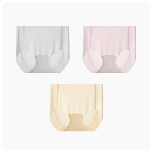 Hot sale [3 pieces] Quick-drying ice silk antibacterial mid-waist briefs [light gray + lavender purple + cream millet] (one size fits all: 90-135 pounds)