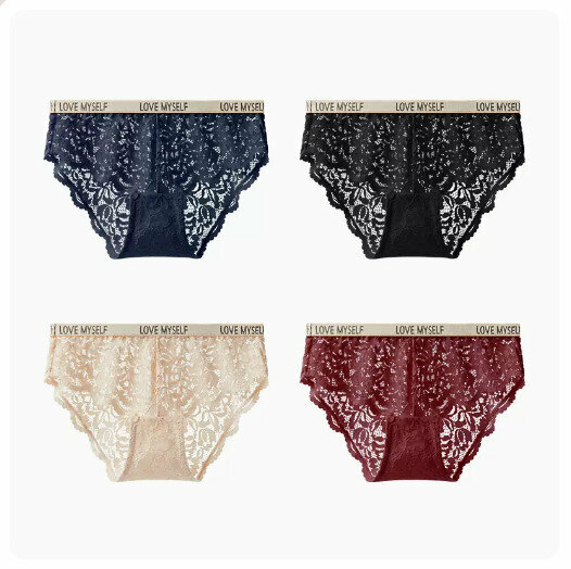Hot sale [4 pieces] Cotton crotch antibacterial low-waist underwear [starry sky blue + black + light apricot + burgundy] (M-XL size) (please contact customer service to confirm the delivery size after placing the order)