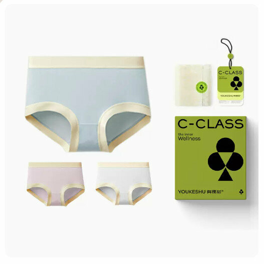 Hot Selling (3 pieces) Modal cotton crotch antibacterial mid-waist underwear [light ocean blue + fantasy purple + snowflake white] (M-XL size) (please contact customer service to confirm the delivery size after placing the order)
