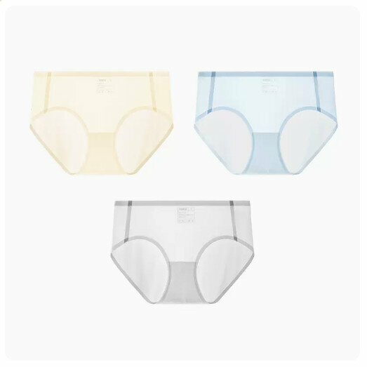 Hot Selling (3 pieces) Ice silk seamless mid-waist underwear [cheese yellow + sunny blue + silver gray] (M-XL size) (please contact customer service to confirm the delivery size after placing the order)