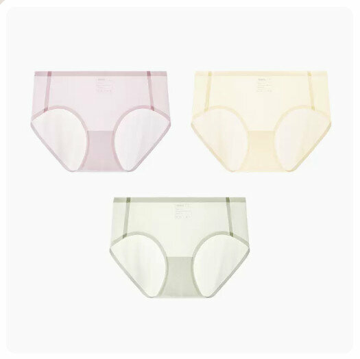 Hot Selling (3 pieces) Ice silk seamless mid-waist underwear [bean paste taro + cheese yellow + light gray green] (M-XL size) (please contact customer service to confirm the delivery size after placing the order)