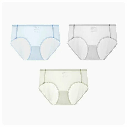 Hot Selling (3 pieces) Ice silk seamless mid-waist underwear [Sunny Blue + Silver Gray + Light Gray Green] (M-XL size) (please contact customer service to confirm the delivery size after placing the order)